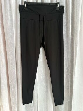 Black Drawstring High-Waist Leggings